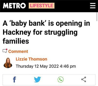 A ‘baby bank’ is opening in Hackney for struggling families